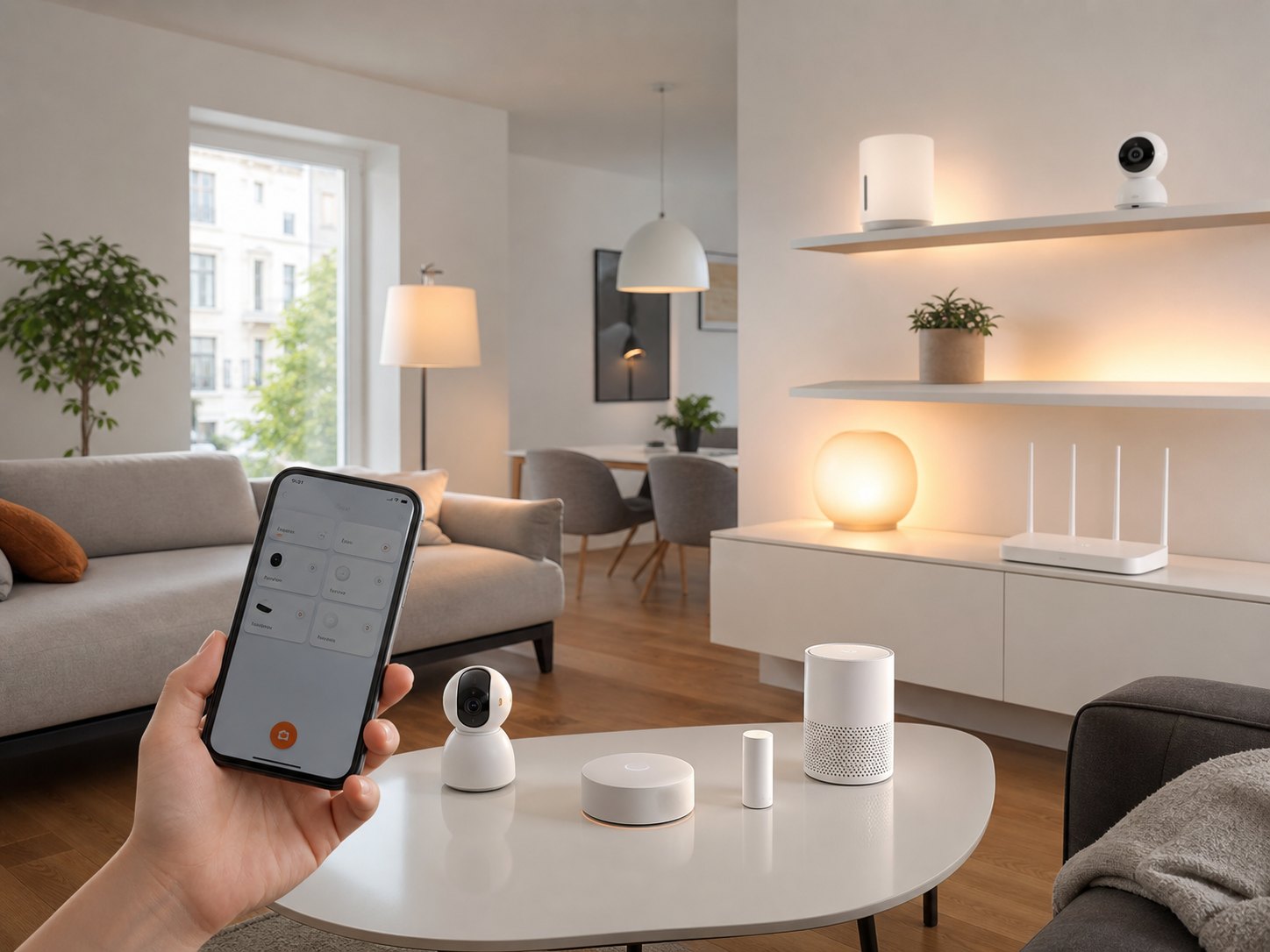 Устройства умного дома Xiaomi в светлой комнате
